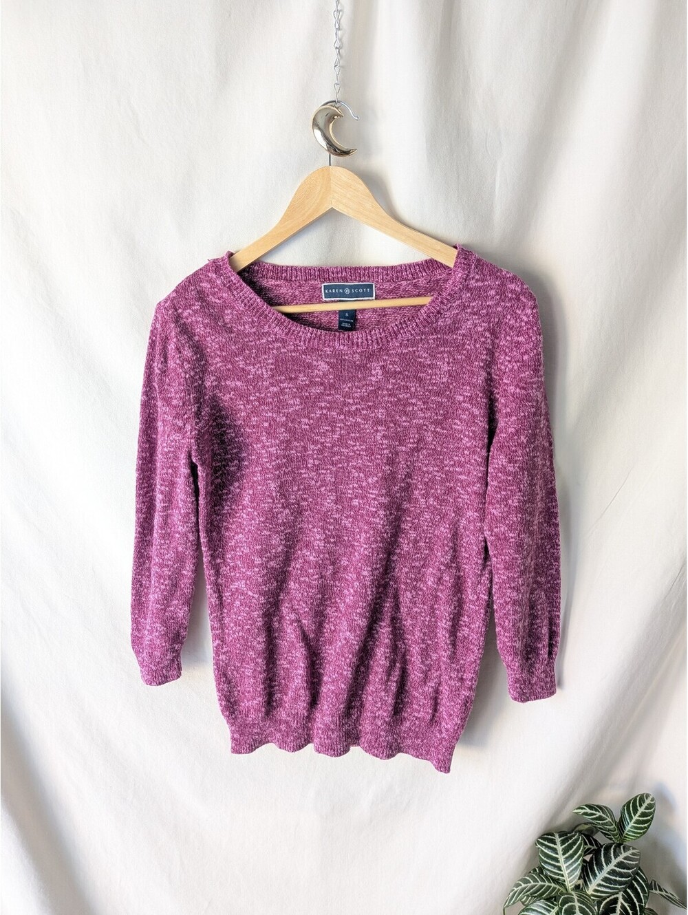 Karen Scott Women's Purple Cotton Pullover Sweater Size Small